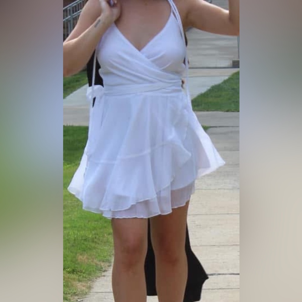 Lucy in the sky white wrap dress